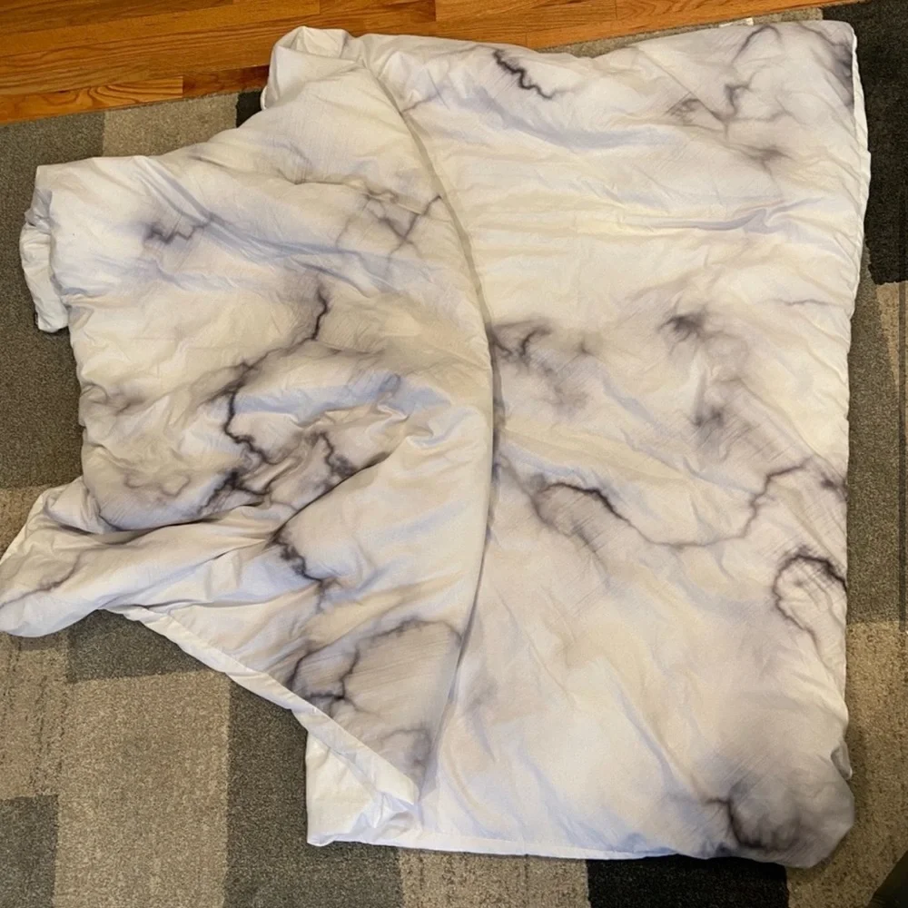 Society6 white marble duvet cover